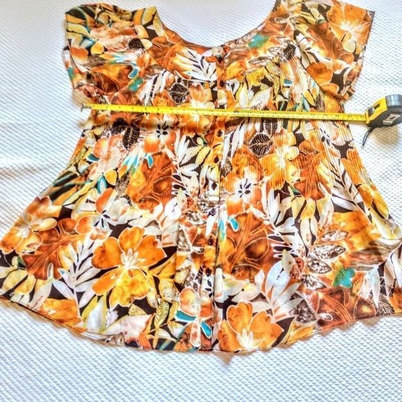 Cato Woman Floral Print Pleaded Top Sz 18-20 - Picture 5 of 8